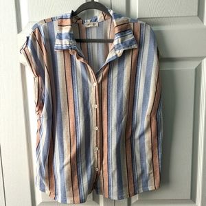 Love + Joy Striped Button Down Shirt Size 1x
